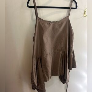 Krista Larson brown and white striped tunic top